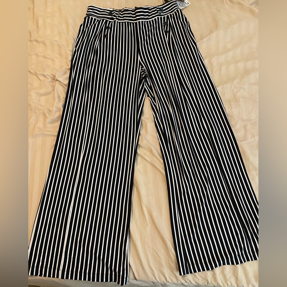 Striped Wide Leg Pants size large NWT